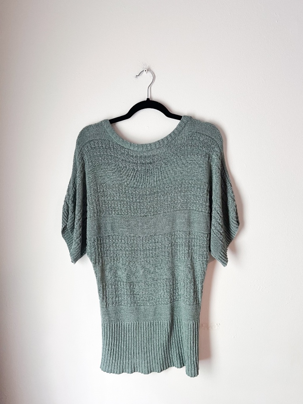 Venue Sage Green Open Knit Dolman Sleeve Sweater Top Size Medium Boho Coastal